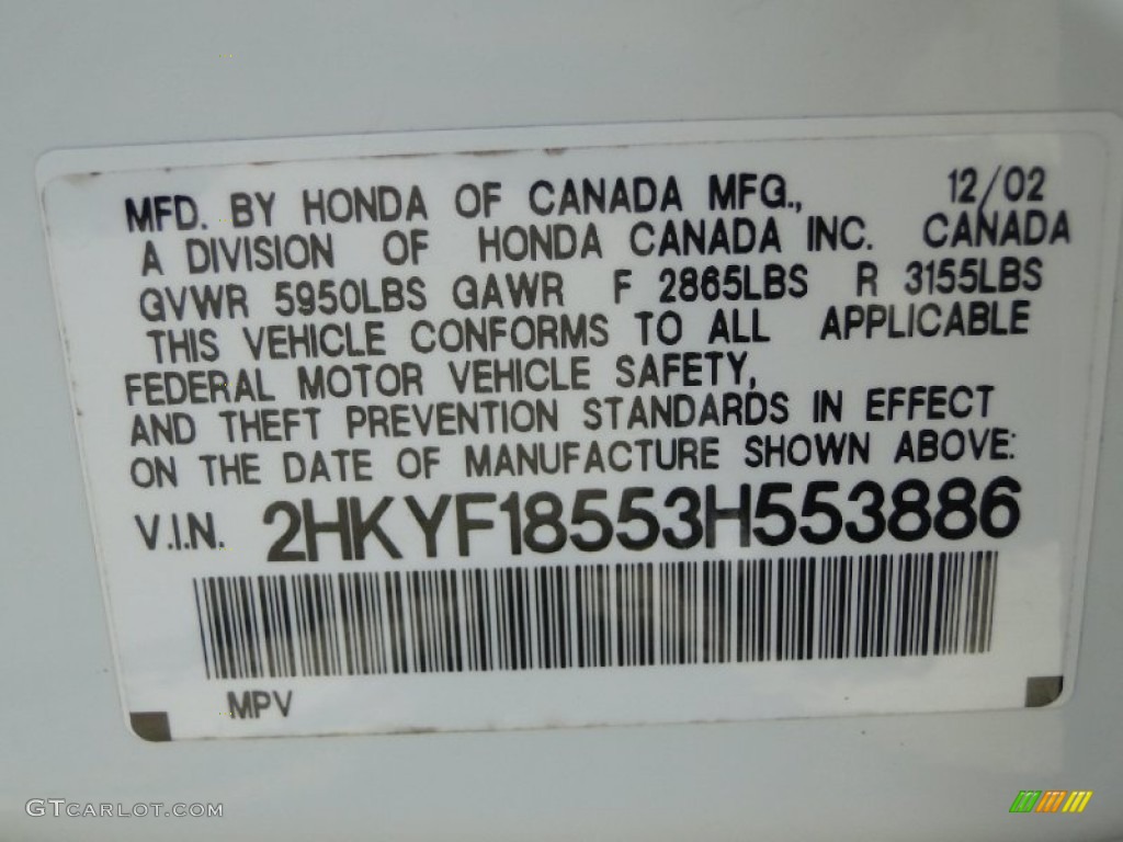2003 Pilot EX-L 4WD - Taffeta White / Gray photo #38