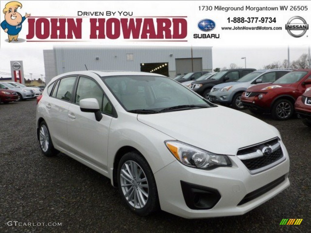 2012 Impreza 2.0i Premium 5 Door - Satin White Pearl / Ivory photo #1