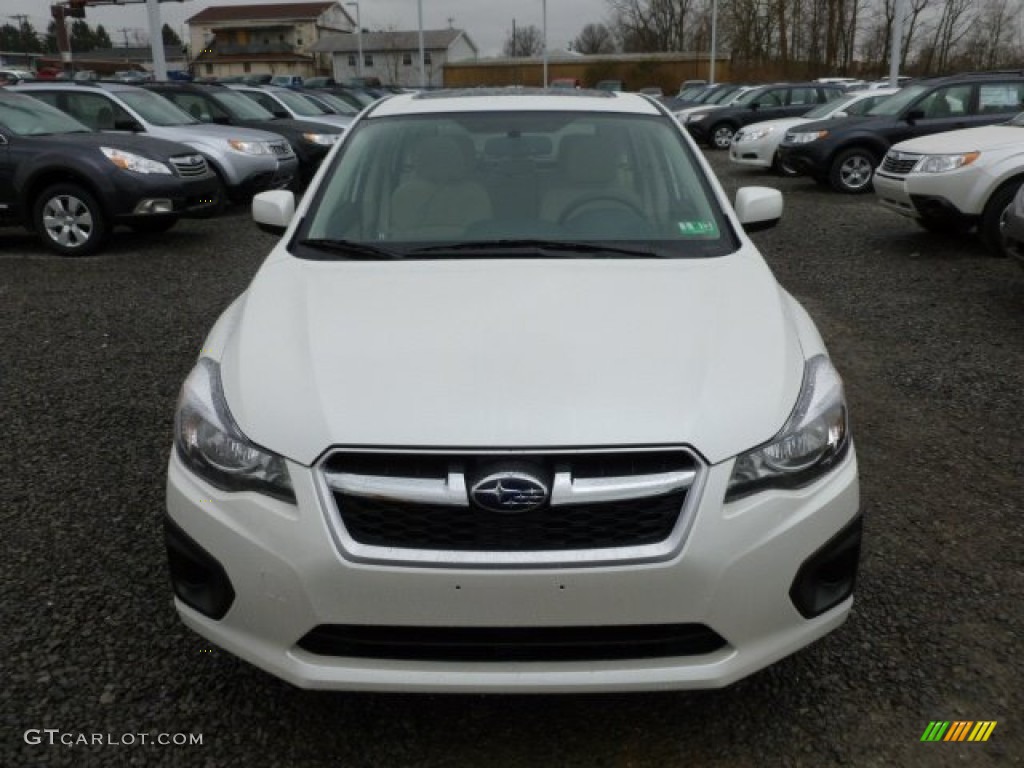 2012 Impreza 2.0i Premium 5 Door - Satin White Pearl / Ivory photo #2