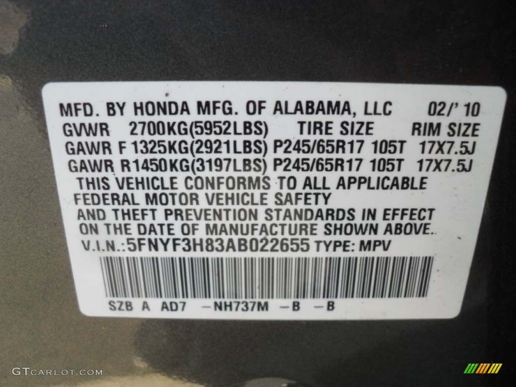 2010 Pilot Color Code NH737M for Polished Metal Metallic Photo #60296381