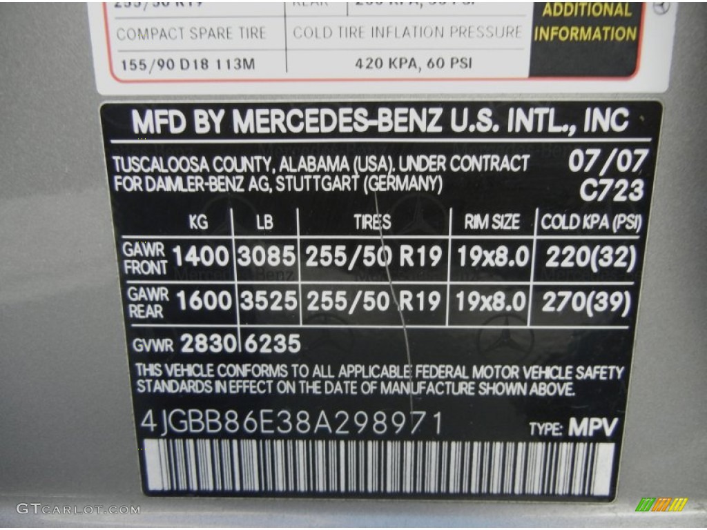2008 ML Color Code 723 for Pewter Metallic Photo #60296465