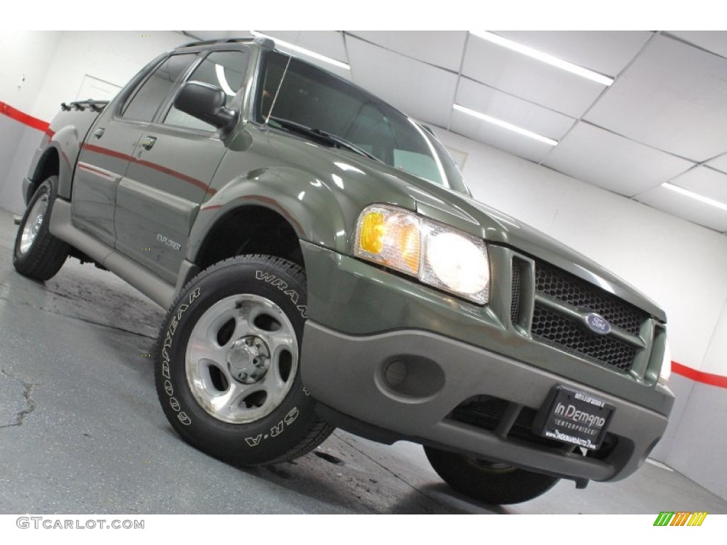 2002 Explorer Sport Trac 4x4 - Estate Green Metallic / Medium Prairie Tan photo #2