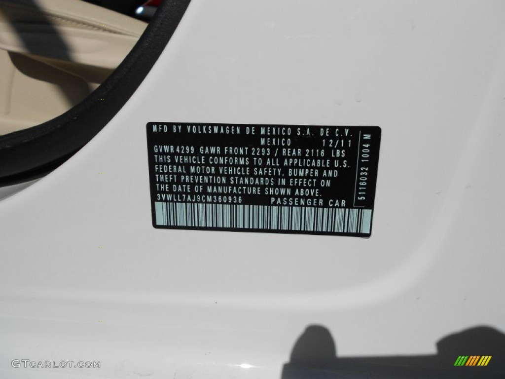 2012 Jetta TDI Sedan - Candy White / Cornsilk Beige photo #23