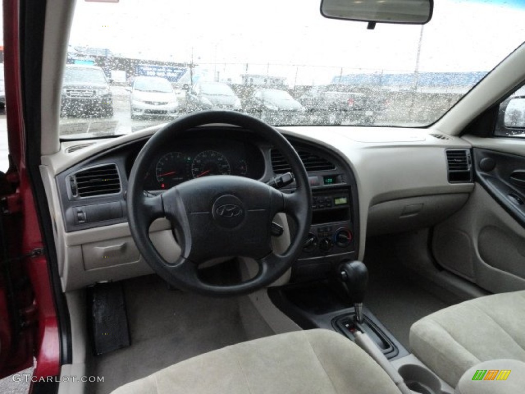 2003 Elantra GLS Sedan - Chianti Red / Beige photo #12