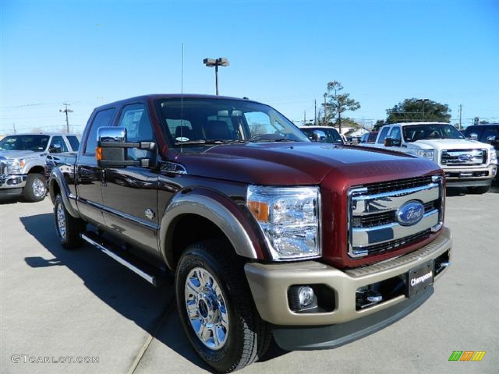 2012 F250 Super Duty King Ranch Crew Cab 4x4 - Autumn Red Metallic / Chaparral Leather photo #3