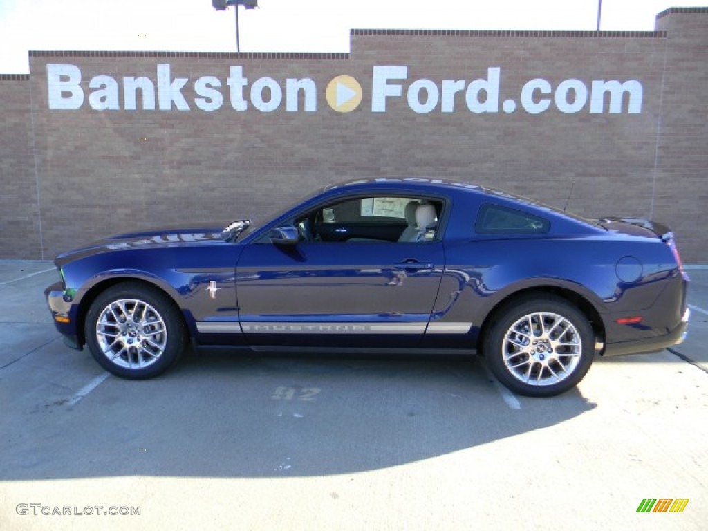 2012 Mustang V6 Premium Coupe - Kona Blue Metallic / Stone photo #6