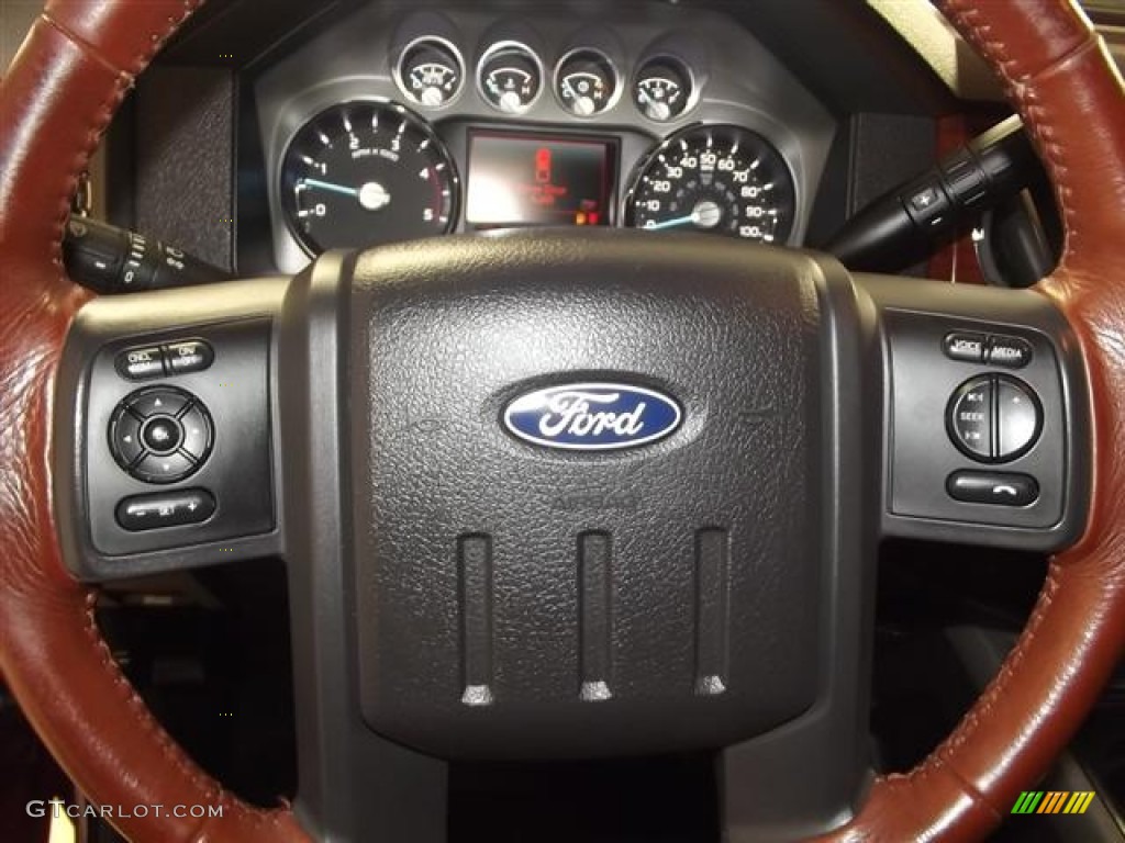 2011 Ford F250 Super Duty King Ranch Crew Cab 4x4 Chaparral Leather Steering Wheel Photo #60318482