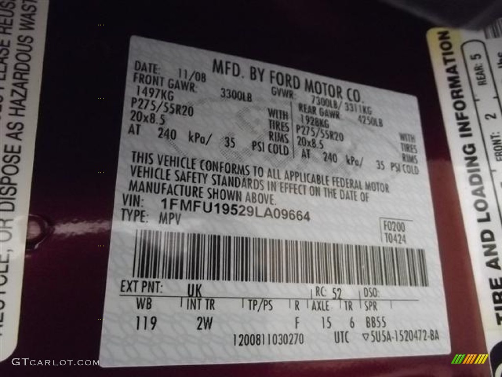 2009 Ford Expedition Limited Color Code Photos
