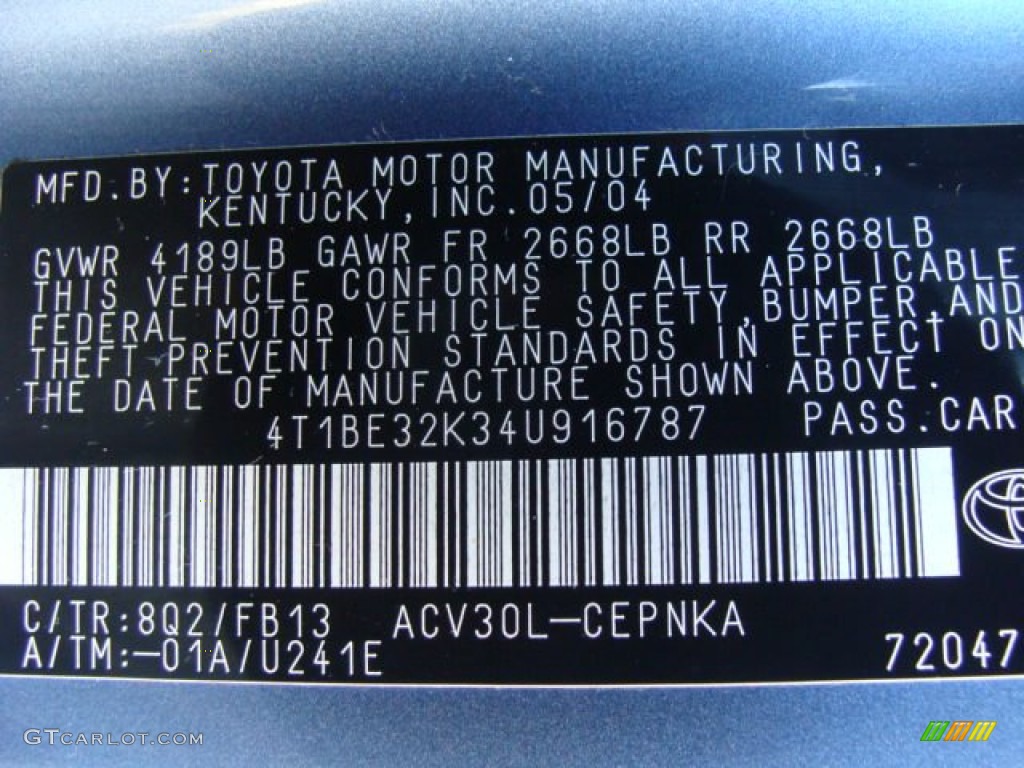 2004 Toyota Camry LE 8Q2 Photo #60320671