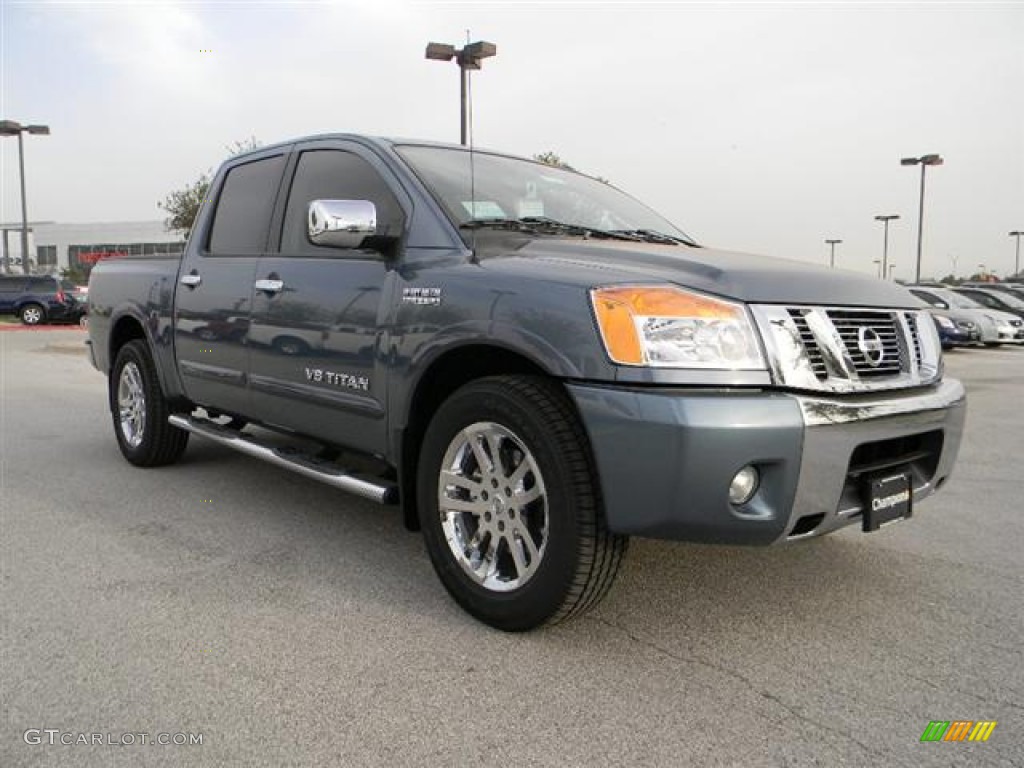 Blue Steel 2012 Nissan Titan SL Heavy Metal Chrome Edition Crew Cab Exterior Photo #60322667