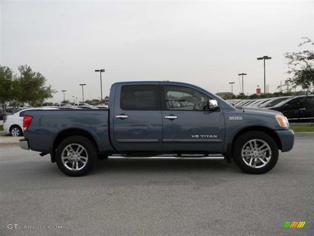 Blue Steel 2012 Nissan Titan SL Heavy Metal Chrome Edition Crew Cab Exterior Photo #60322676