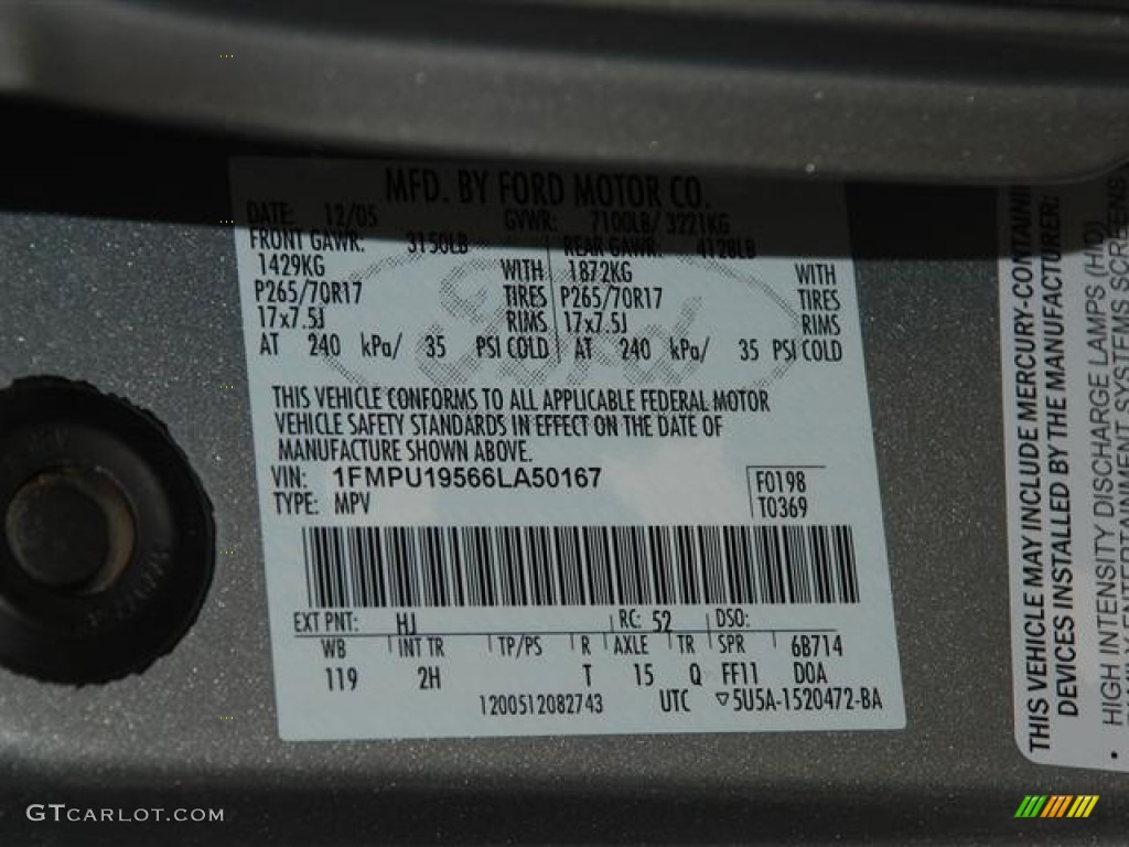 2006 Ford Expedition Limited Color Code Photos