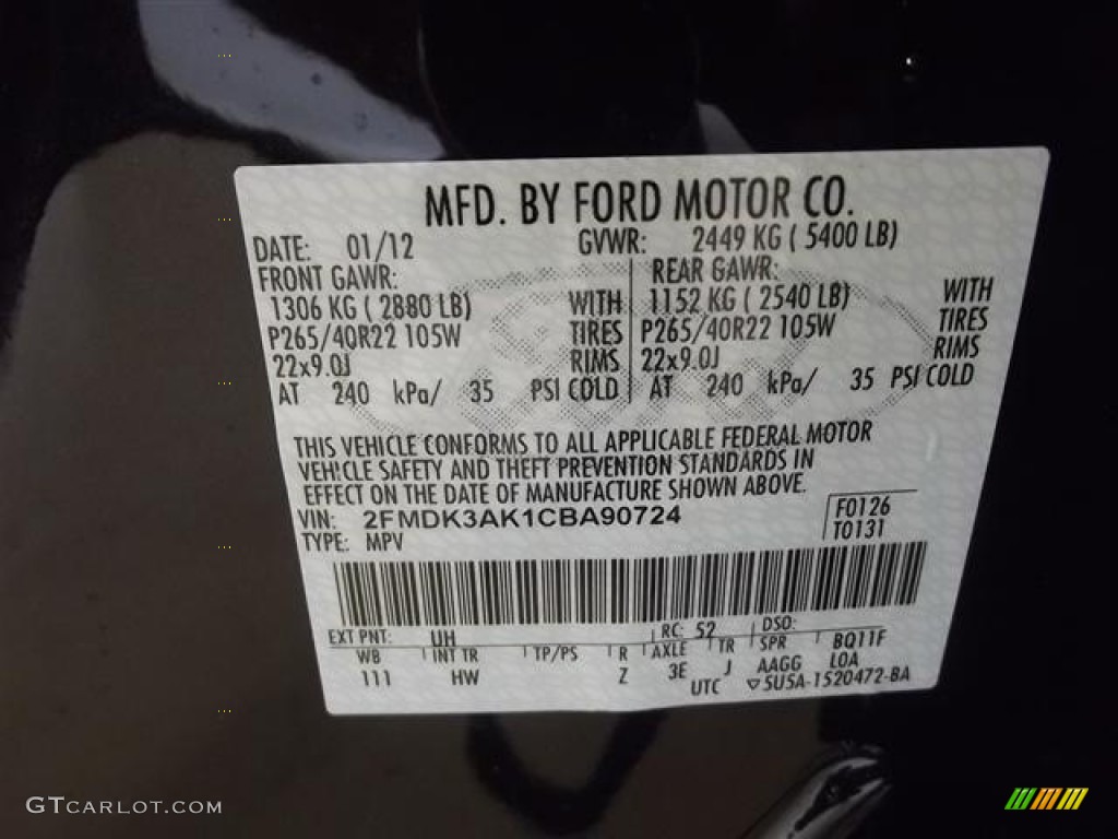 2012 Ford Edge Sport Color Code Photos