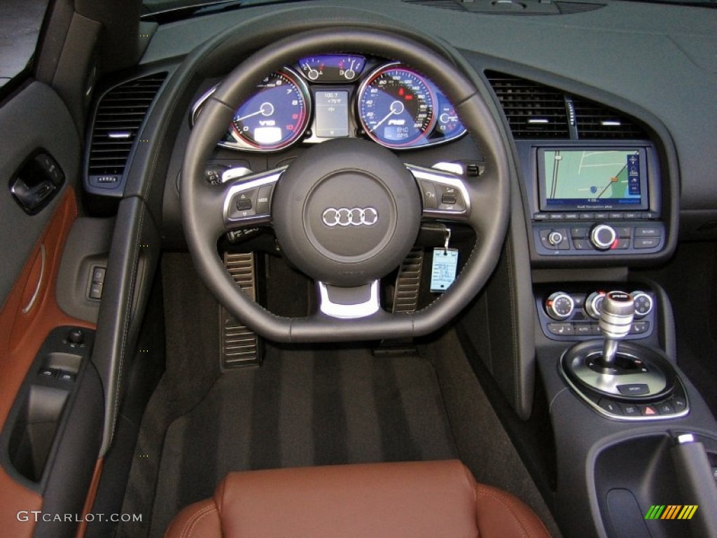 2011 Audi R8 Spyder 5.2 FSI quattro Nougat Brown Nappa Leather Dashboard Photo #60329732