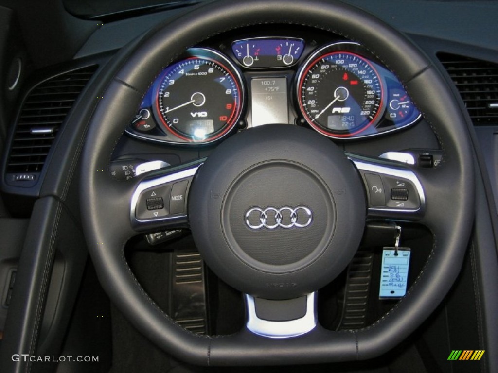 2011 Audi R8 Spyder 5.2 FSI quattro Nougat Brown Nappa Leather Steering Wheel Photo #60329780