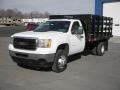 Summit White - Sierra 3500HD Regular Cab Dually Stake Truck Photo No. 3