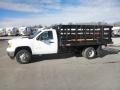Summit White - Sierra 3500HD Regular Cab Dually Stake Truck Photo No. 4