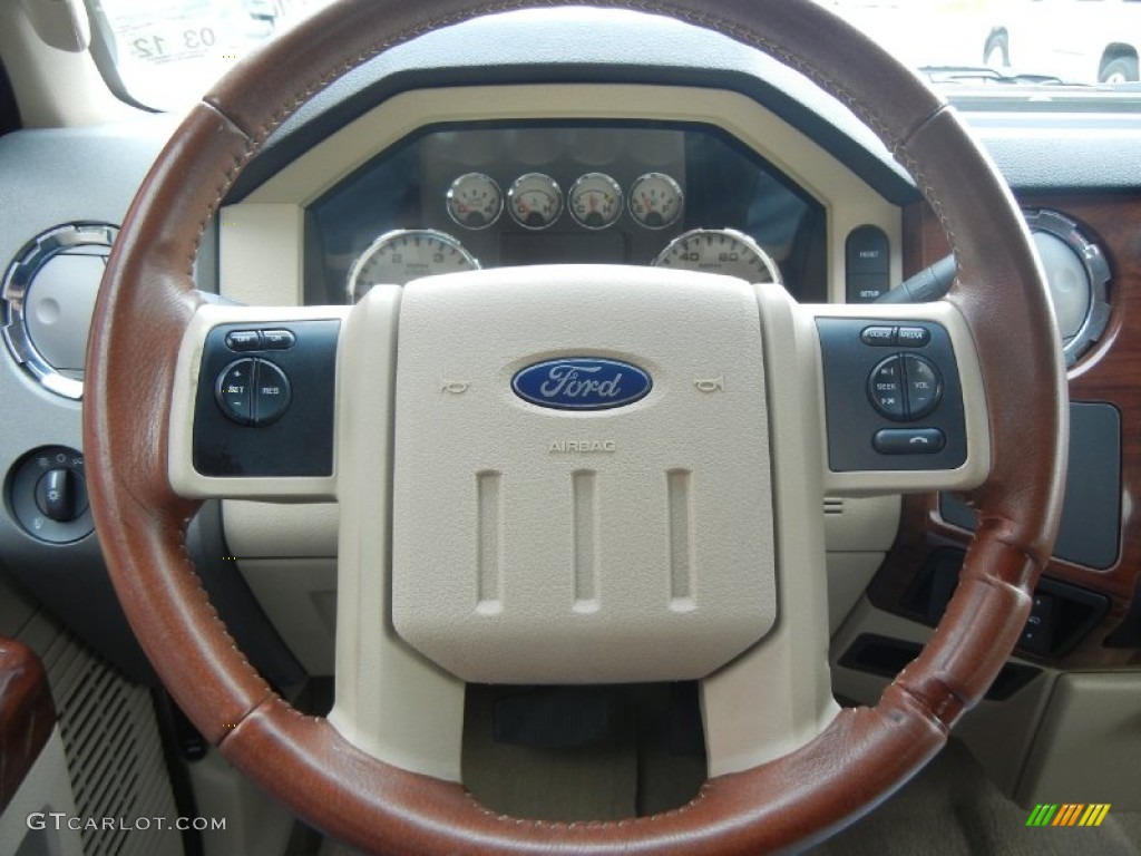 2010 Ford F250 Super Duty King Ranch Crew Cab 4x4 Chaparral Leather Steering Wheel Photo #60339551