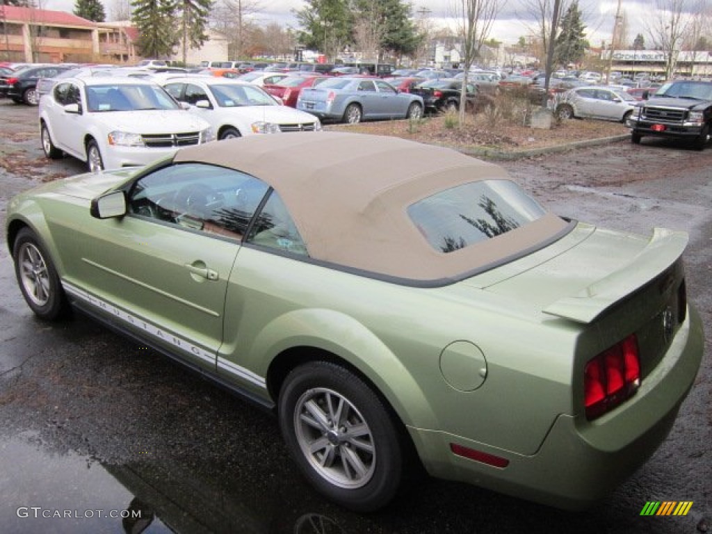 2005 Mustang V6 Deluxe Convertible - Legend Lime Metallic / Medium Parchment photo #6