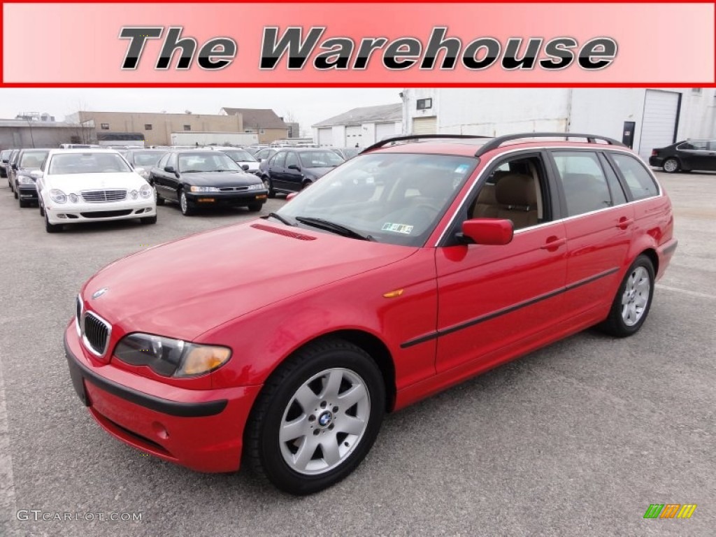 2005 3 Series 325xi Wagon - Electric Red / Natural Brown photo #1