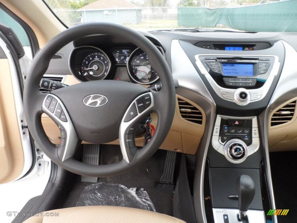 2012 Elantra GLS - Shimmering White / Beige photo #25