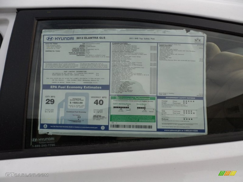 2012 Elantra GLS - Shimmering White / Beige photo #34