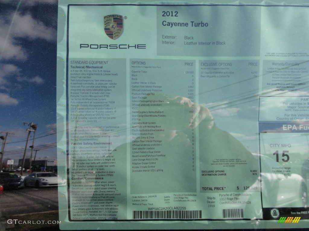 2012 Porsche Cayenne Turbo Window Sticker Photo #60361323