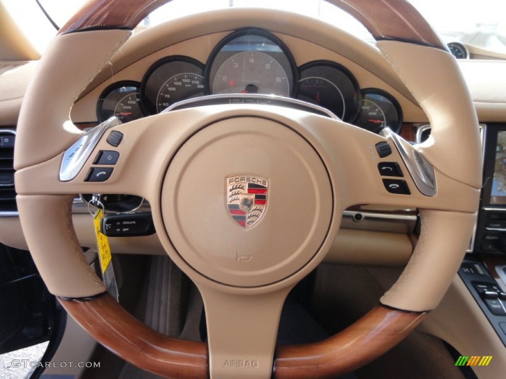 2012 Porsche Panamera 4S Luxor Beige Steering Wheel Photo #60361914