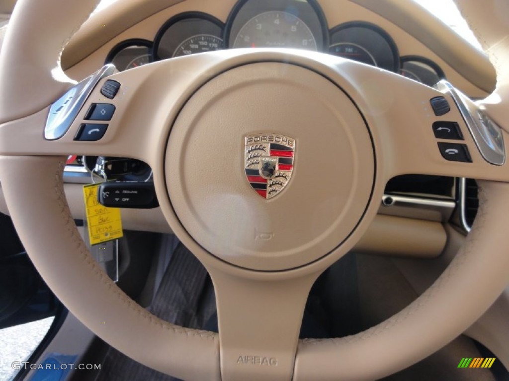 2012 Porsche Panamera S Hybrid Luxor Beige Steering Wheel Photo #60362316