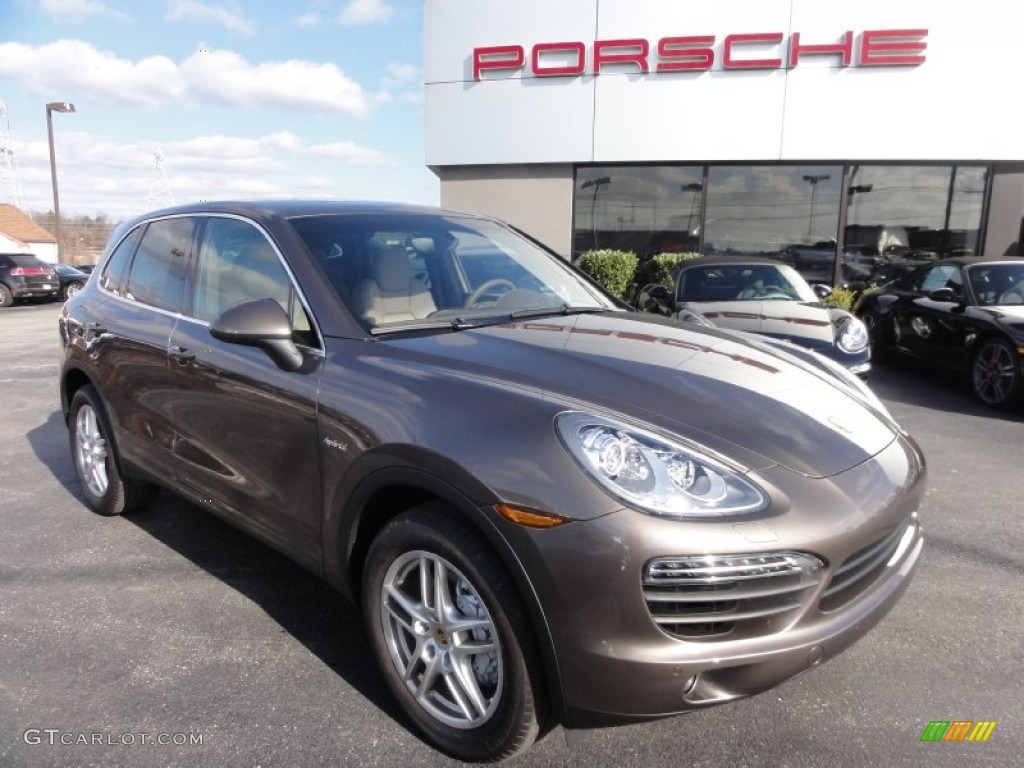 2012 Cayenne S Hybrid - Umber Brown Metallic / Umber Brown/Light Tartufo photo #4