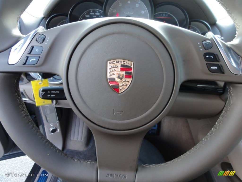 2012 Porsche Cayenne S Hybrid Umber Brown/Light Tartufo Steering Wheel Photo #60363153