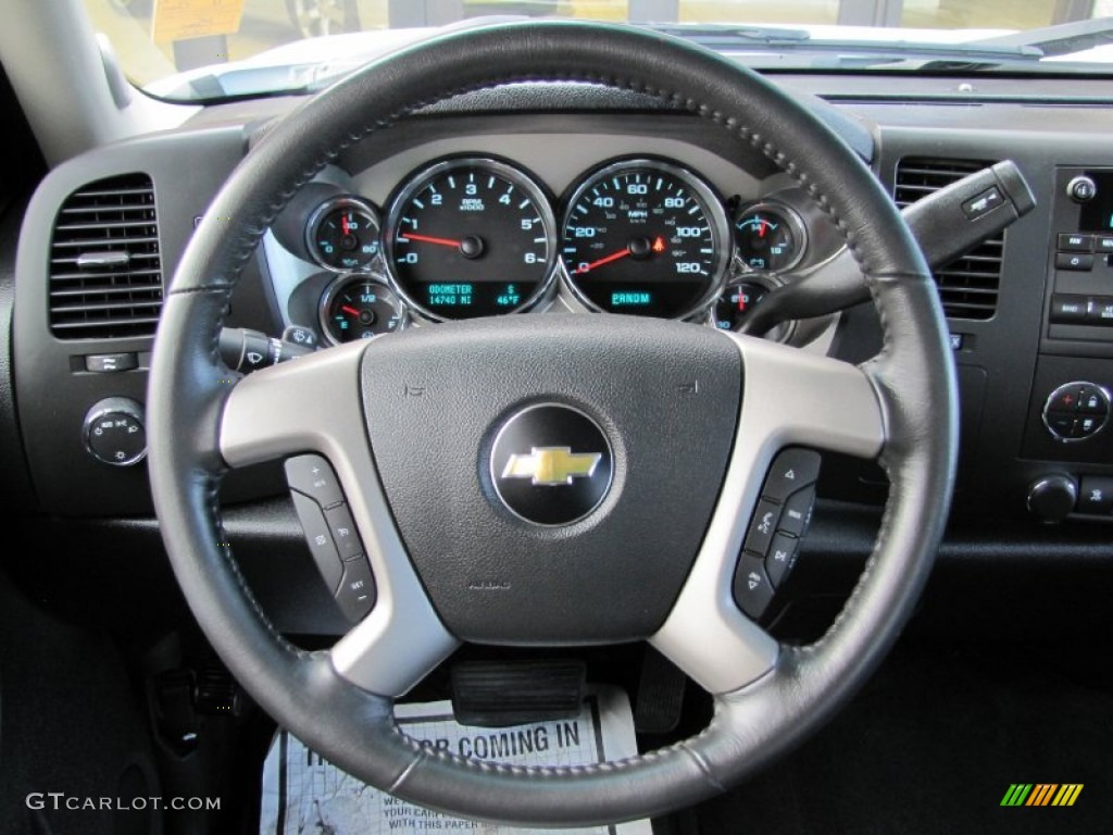 2011 Chevrolet Silverado 1500 LT Crew Cab 4x4 Ebony Steering Wheel Photo #60367536