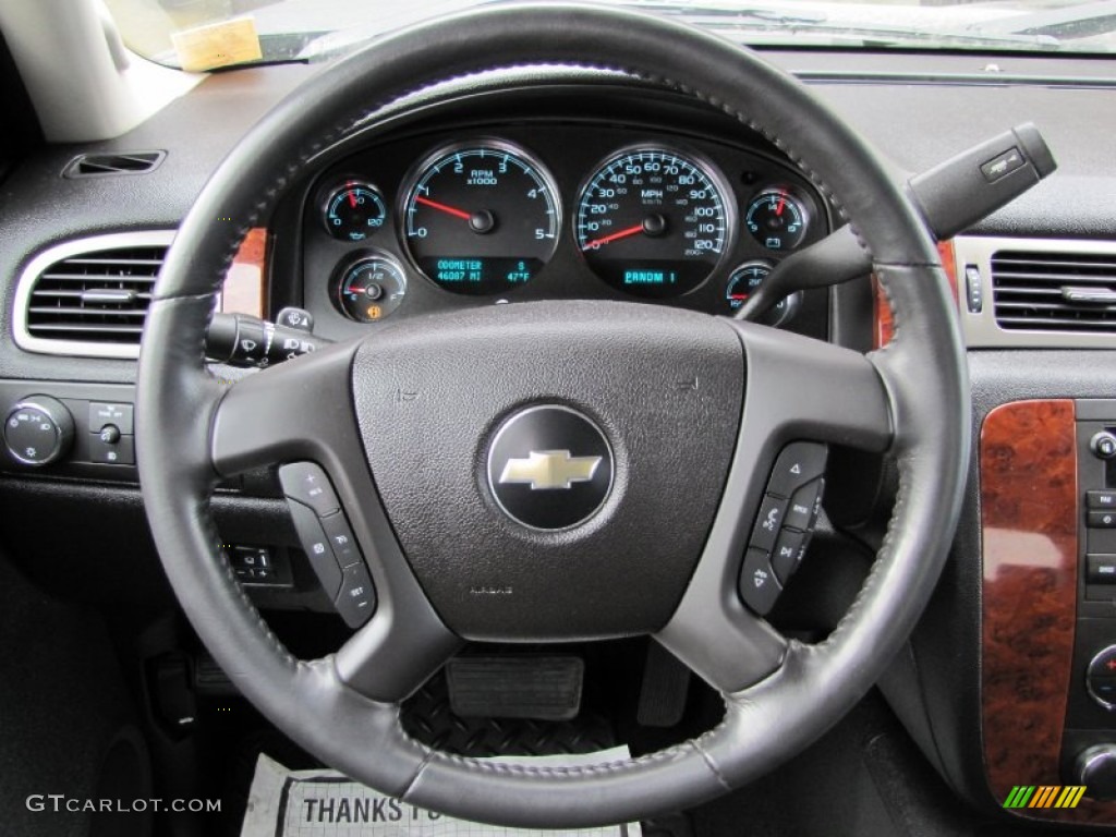 2009 Chevrolet Silverado 3500HD LTZ Crew Cab 4x4 Ebony Steering Wheel Photo #60368160