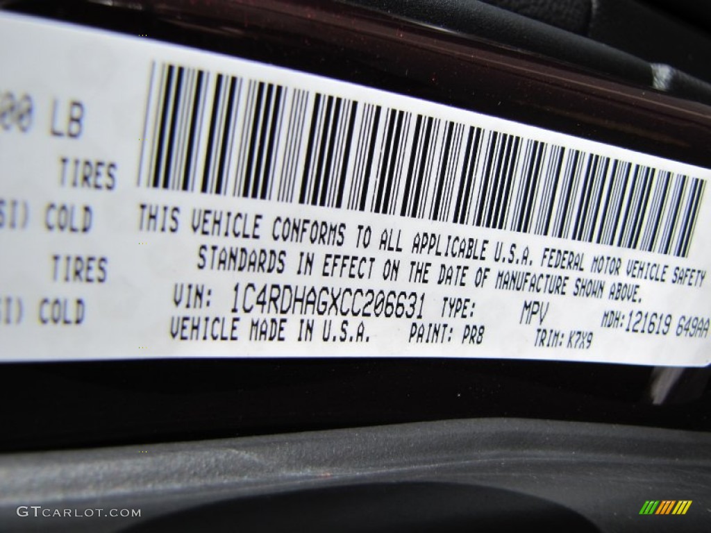 2012 Durango Color Code PR8 for Deep Molten Red Pearl Photo #60375747