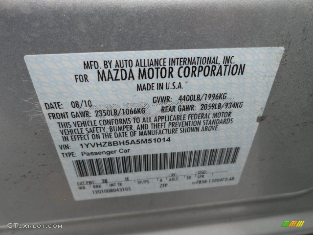 2010 MAZDA6 i Sport Sedan - Brilliant Silver Metallic / Black photo #17