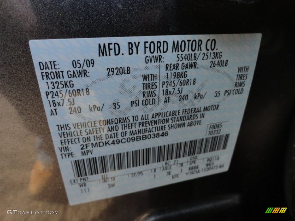 2009 Edge Color Code UJ for Sterling Grey Metallic Photo #60394886