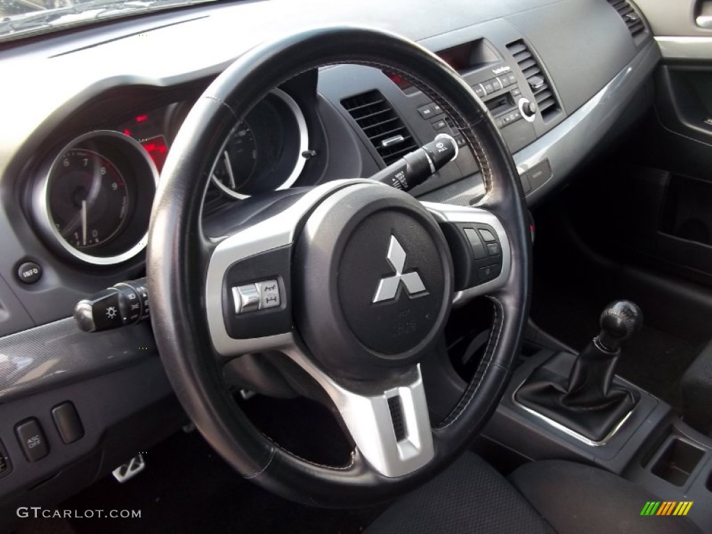 2008 Mitsubishi Lancer Evolution GSR Black Steering Wheel Photo #60396782