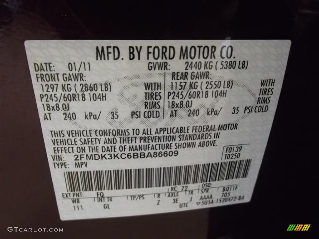2011 Edge Color Code FQ for Bordeaux Reserve Red Metallic Photo #60397508