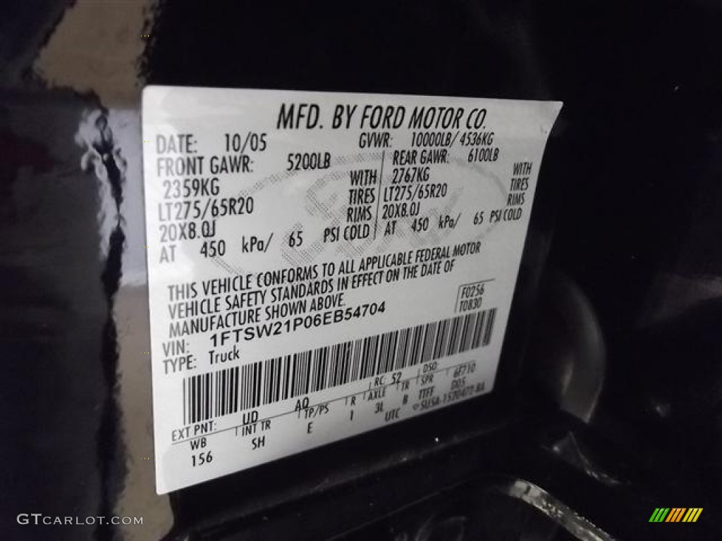 2006 F250 Super Duty Color Code UD for Black Photo #60398207