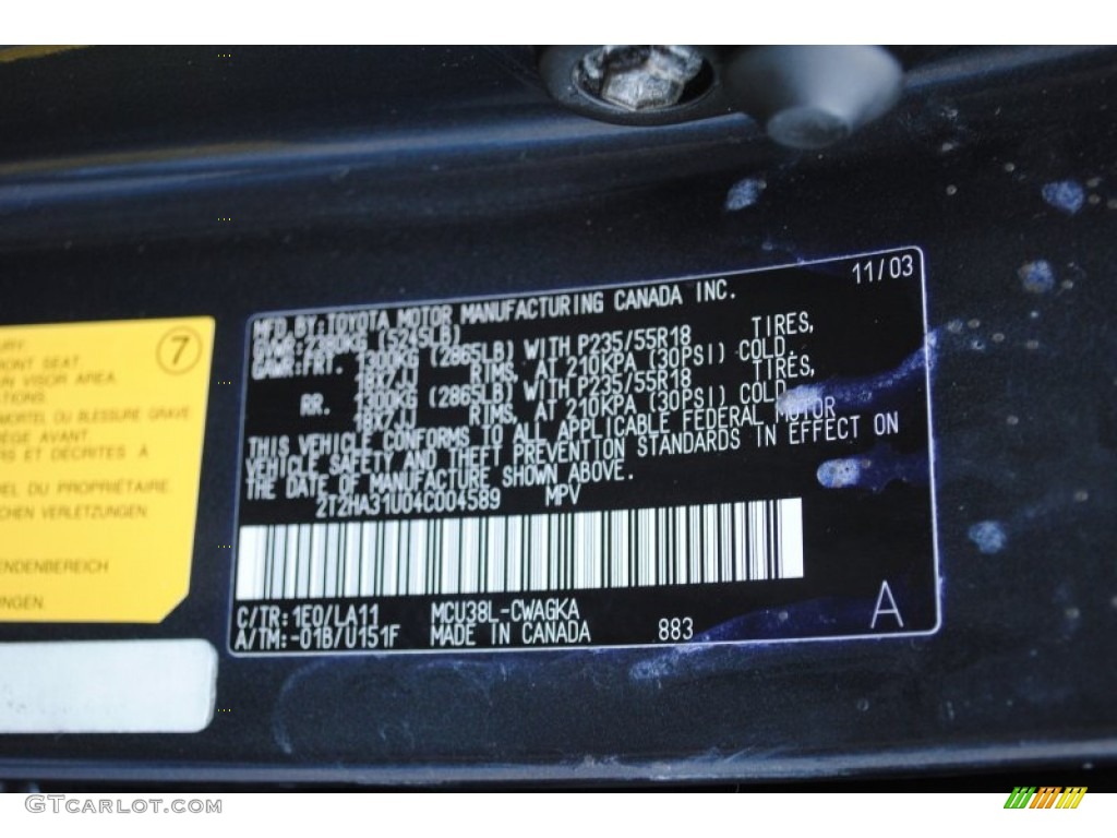2004 RX Color Code 1E0 for Flint Gray Mica Photo #60402611