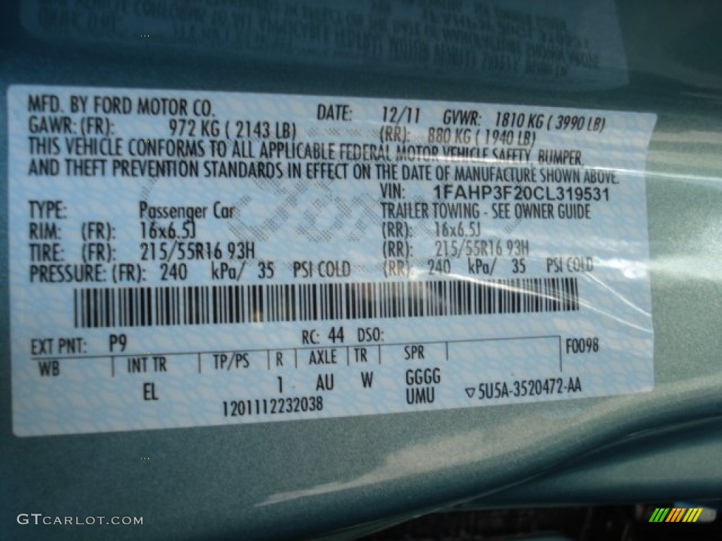 2012 Focus SE Sedan - Frosted Glass Metallic / Stone photo #20