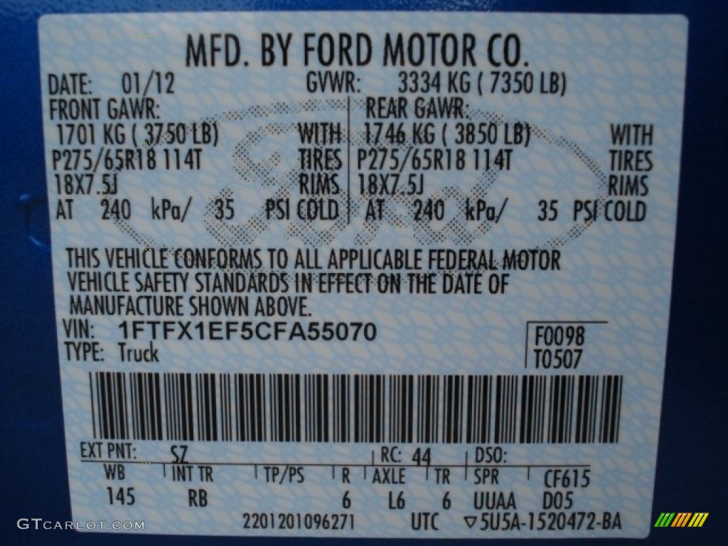 2012 F150 FX4 SuperCab 4x4 - Blue Flame Metallic / Black photo #20