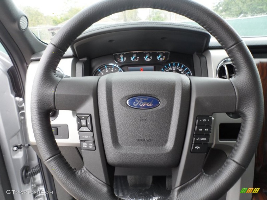 2012 Ford F150 Lariat SuperCrew 4x4 Black Steering Wheel Photo #60409025