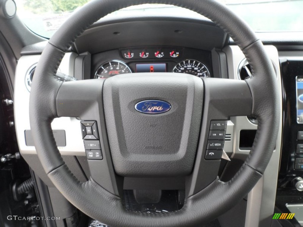 2012 Ford F150 FX4 SuperCrew 4x4 Black Steering Wheel Photo #60409385