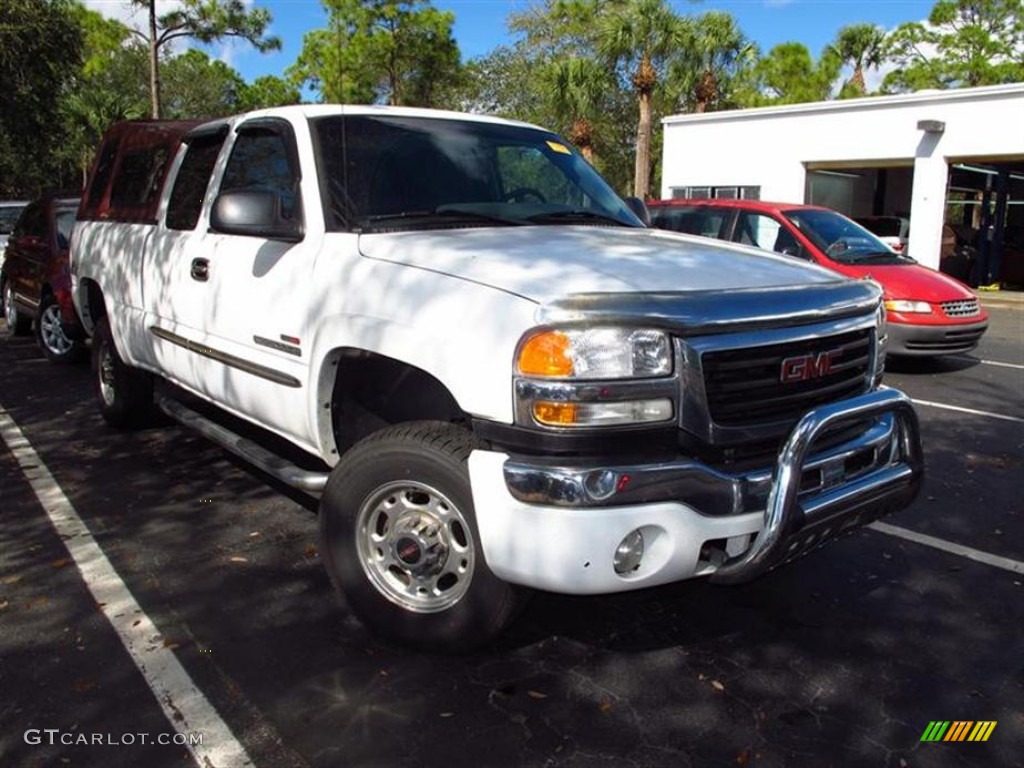 2003 Sierra 2500HD SLT Extended Cab 4x4 - Summit White / Pewter photo #1