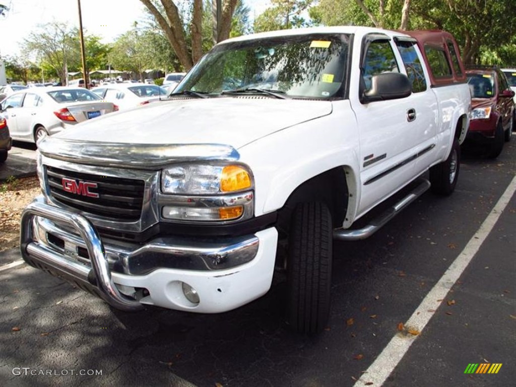 2003 Sierra 2500HD SLT Extended Cab 4x4 - Summit White / Pewter photo #4