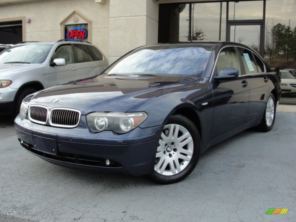 2003 7 Series 745i Sedan - Orient Blue Metallic / Dark Beige/Beige III photo #2