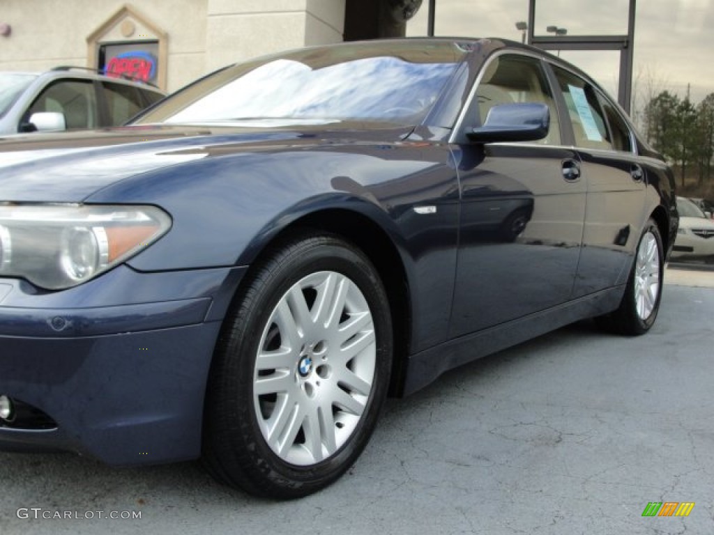 2003 7 Series 745i Sedan - Orient Blue Metallic / Dark Beige/Beige III photo #8