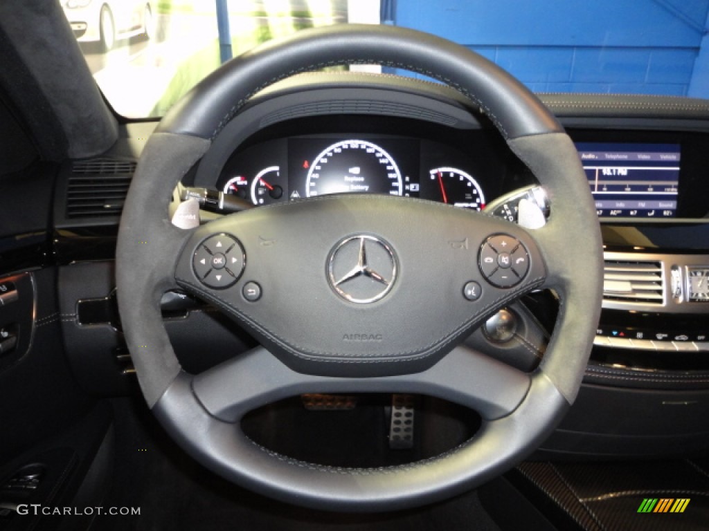 2011 Mercedes-Benz S 63 AMG Sedan AMG Black Steering Wheel Photo #60418400
