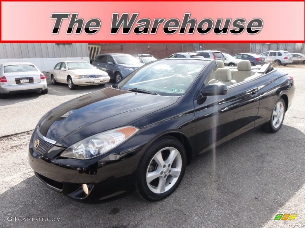 2004 Solara SE V6 Convertible - Black / Ivory photo #1